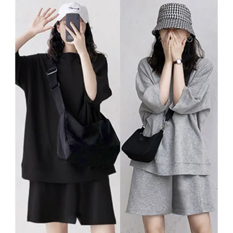 루즈핏 맨투맨 반팔 반바지 트레니닝