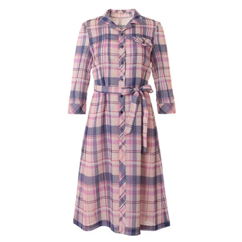 [ 현대백화점 ]리본 여름 체크 원피스 RE6-OP610