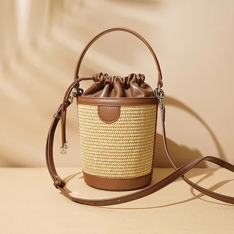 롱드 양가죽 라탄 버킷백_PB1GB099