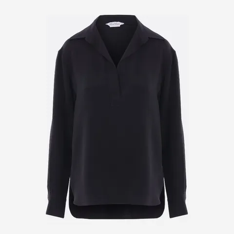 막스마라 블랙 실크 크레이프 드 신 블라우스 2421116022600 10