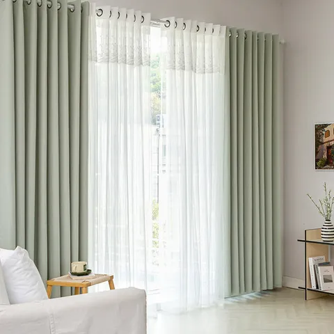 까르데코 어반 형상기억 암막+디망쉬레이스 특대형 거실커튼 4장