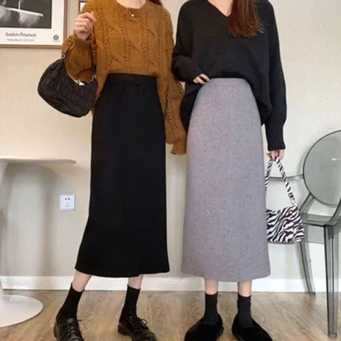 트임 인기 4컬러 포인트 하이 감성 웨스트 골지 니트