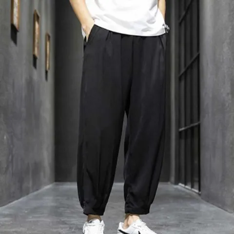 [에이치플러스몰]남자 여름 워싱 면바지 여름 휴가 스타일 여행 코디