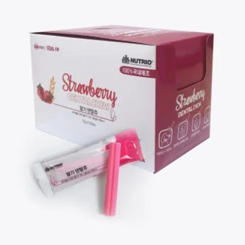 뉴트리오 강아지 덴탈껌 치석제거 덴탈츄 딸기 50p 강아지용껌 덴탈개껌 덴탈껌 개껌 강아지용덴탈껌