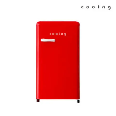 쿠잉 예쁜 미니 레트로 디자인 냉장고 85L 원룸 소형 음료 사무실 퓨어레드