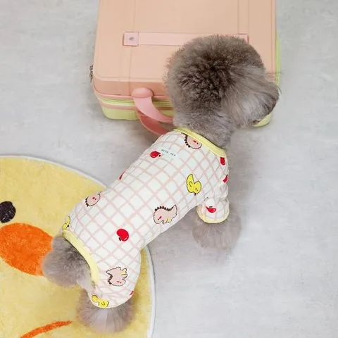 (BND-F39) 체크 캐릭터 올인원 강아지옷 강아지겨울옷 강아지여름옷 강아지봄올인원 올인원티셔츠 강아지의