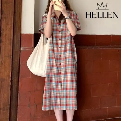 [헬렌] 숏기장 롱기장 2타입 체크 원피스 카일라원피스 O-058