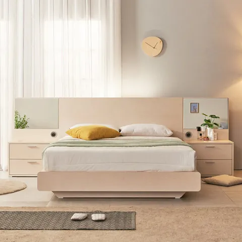 [착불배송 상세확인] C3343 LED 평상형 침대 더블 협탁 세트