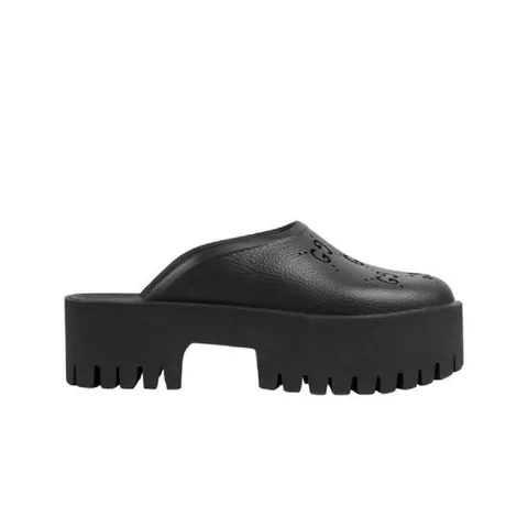 구찌 플랫폼 퍼포레이티드 G 샌들 블랙 663577-JFB00-1000