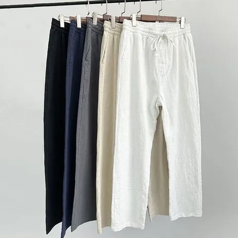 남자바지 남성 밴딩바지 린넨 마 여름 슬랙스 팬츠
