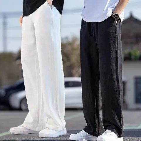 남자 소프트 린넨 슬랙스 쿨팬츠 일자 밴딩 편한 마 밴딩바지