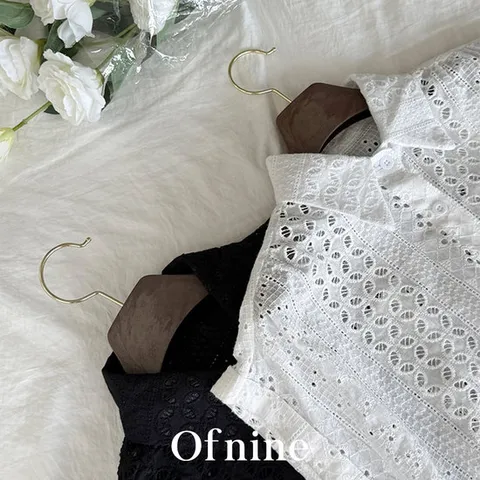 레티모 반팔 펀칭 크롭 여름 셔츠 블라우스 (2color)