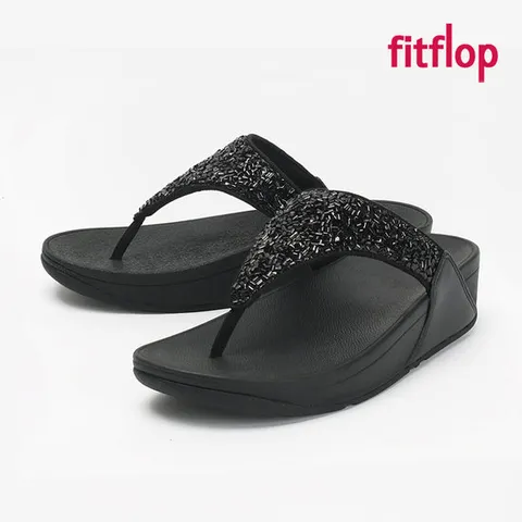 핏플랍 슬리퍼 루루 쉬머포일 토 포스트 여성 쪼리 블랙 CJ2-090