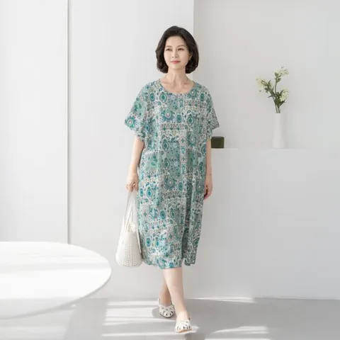 엄마옷 마담4060 아사도형홈웨어원피스 여성원피스 -ZD000140-