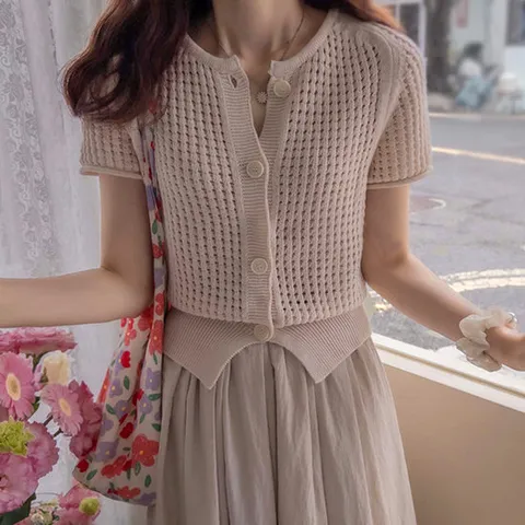 [리린][LABEL] 여름스카시 수피마코튼 소매돌돌이 여리핏 가디건