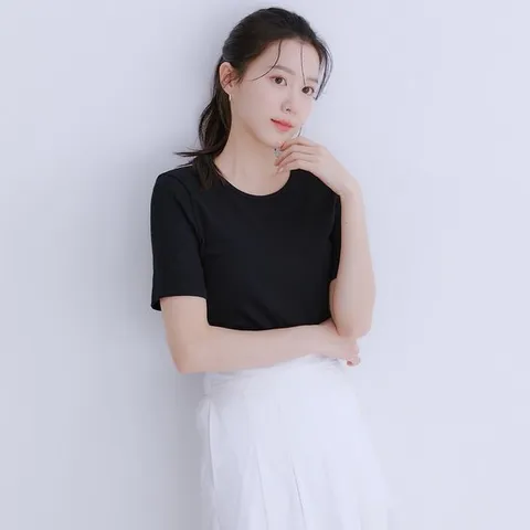 [ 롯데백화점 ][로엠]라운드넥 골지 티셔츠(2colors)_RMHWE24R02