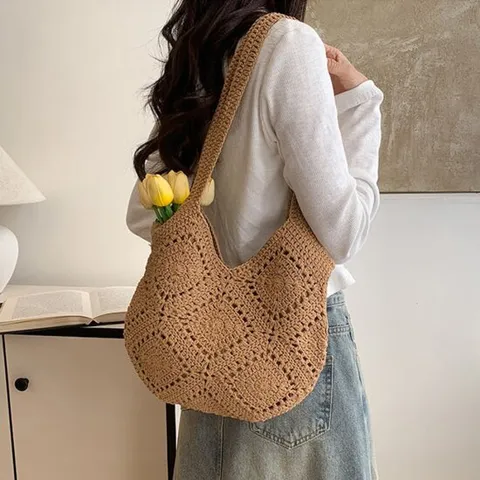 LnD 위빙 소울 니트 숄더백 빅숄더백 가방 백 라탄 여행 휴양지 여성 여름