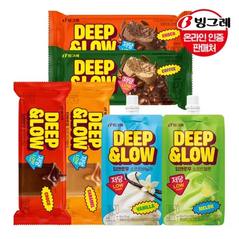 빙그레 딥앤로우 저당 아이스크림 6종 10+10+10개 골라담기 /소프트/크런치바/쫀득바