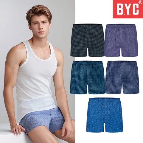 무료배송 BYC 남성 트렁크 팬티 기하학 패턴 앞옆트임 데일리 30수 사각팬티