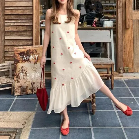 [아리엘스타일]체리드롭무드 레트로러블리 휴양지룩 첼리브원피스