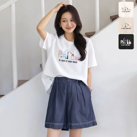 [키첼] 파비르 스트링 린넨 반팔 티셔츠