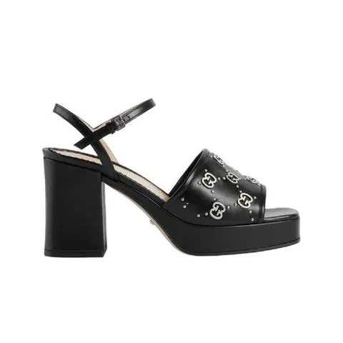 구찌 인터로킹 G 스터드 샌들 블랙 레더 719844-C9D00-1000