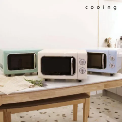 쿠잉 레트로 디자인 플랫 전자레인지 20L 미니 소형 원룸 사무실 가정용 무회전 퓨어크림