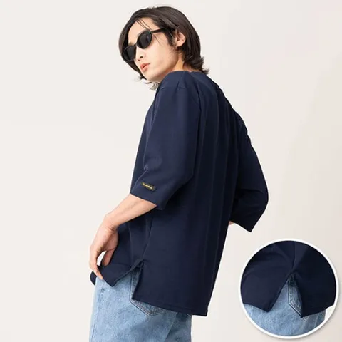 엘라모 무지 리버풀 트임 7부 티셔츠 남녀공용 XS~XL 빅사이즈