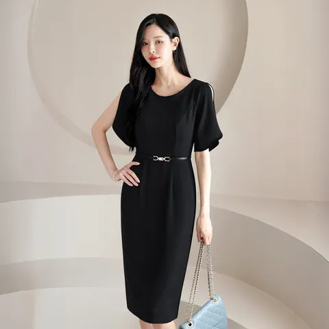 [시크라인] 레시아 슬릿 소매 H라인 원피스