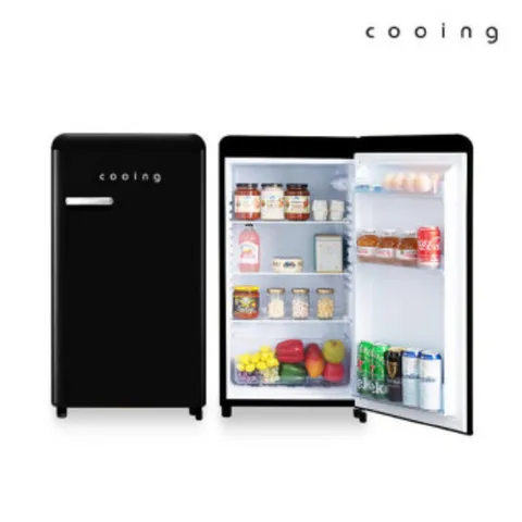 쿠잉 예쁜 미니 레트로 디자인 냉장고 92L 원룸 소형 음료 사무실 블랙