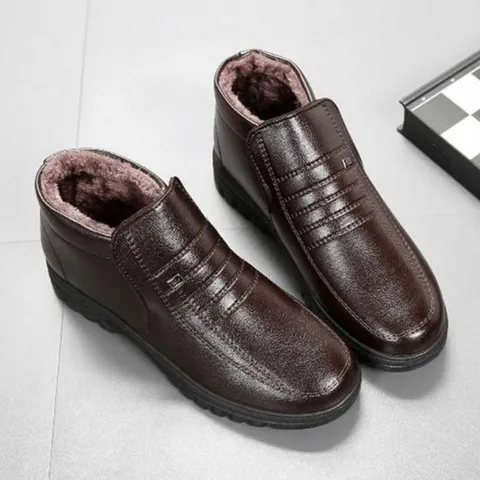 [에이치플러스몰]남자 겨울 데일리 방한화 털구두 보온 슈즈 정장 오피