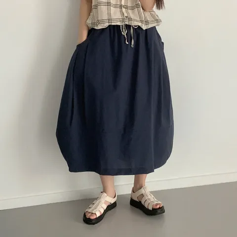 옷자락 / 여자 항아리 벌룬핏 포켓 커버업 휘뚜루 롱스커트