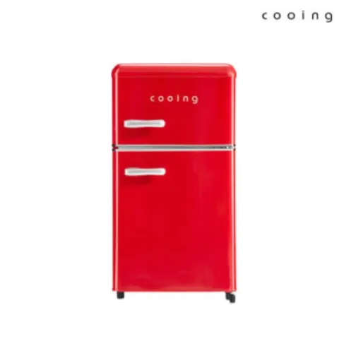 쿠잉 레트로 디자인 냉장고 80L 가정용 원룸 사무실 소형 미니 퓨어레드