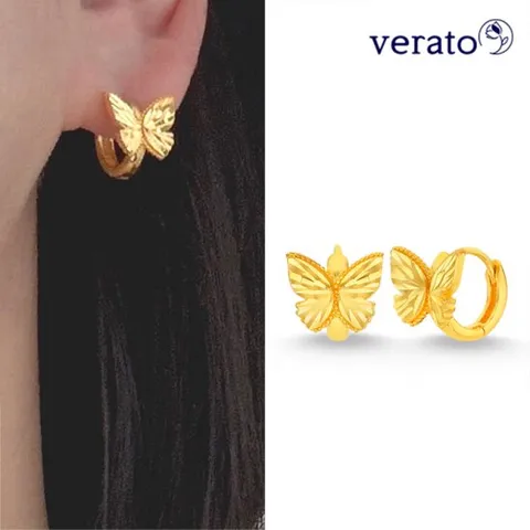 베라토 24K 순금 다이아 행운나비 원터치 귀걸이