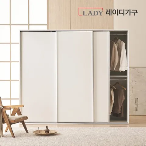 레이디가구 프리핏 키큰 슬라이딩 옷장 행거형 B (1단+2단+2단)