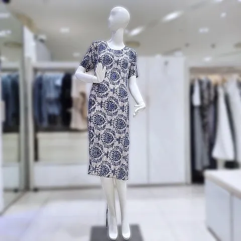 [ AK백화점 ][밸리걸] 앤틱 패턴 플리츠 롱 원피스 216780