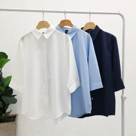 여성 7부 블라우스 셔츠 여름 링클프리