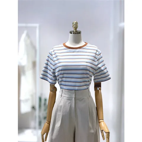 [ 현대백화점 ]올리브데올리브 OW5ME420 스트라이프 배색 티셔츠