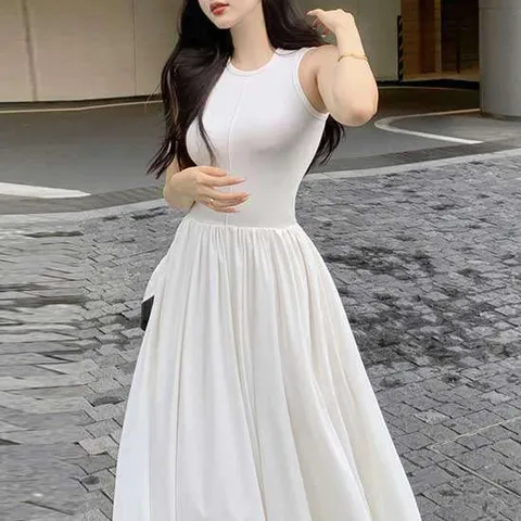 시루아[7444]-나시 매치 롱 원피스