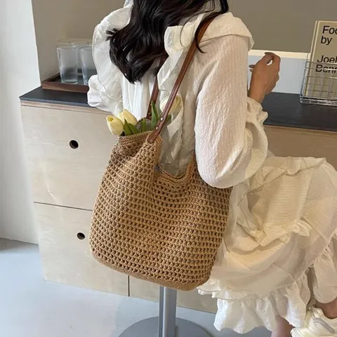 썸머 데일리 여성 여름 숄더백 그물 그물 휴양지 라탄백