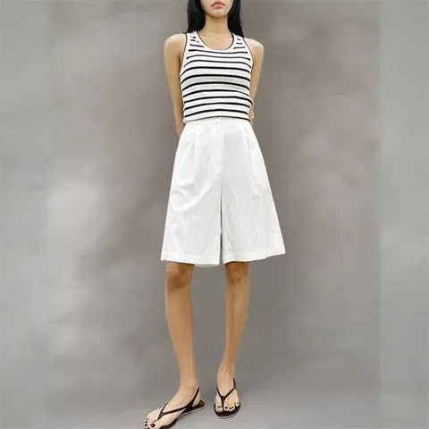 여자 레이온 5부 린넨 뒷밴딩 팬츠