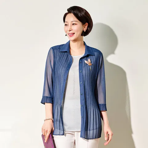 [마담엘레강스] 샤인 메쉬 플리츠 앙상블 K252JK04K252BL04