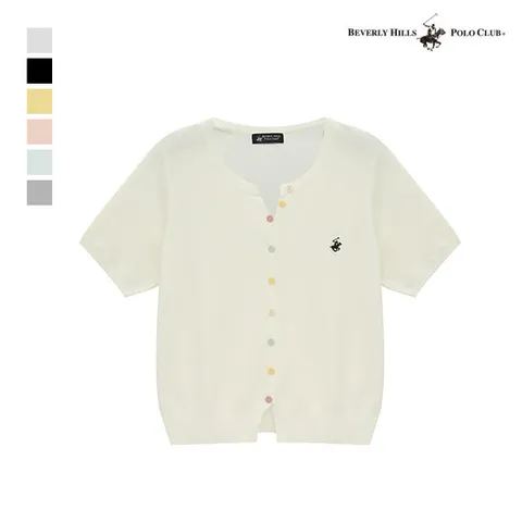 [GS] [비버리힐스폴로클럽] 여성 캔디 버튼 소프트코튼 반팔 가디건 TK012 _