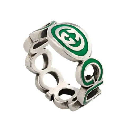 (백화점AS가능)(선물포장) 구찌 인터로킹 G링 실버 그린 753640