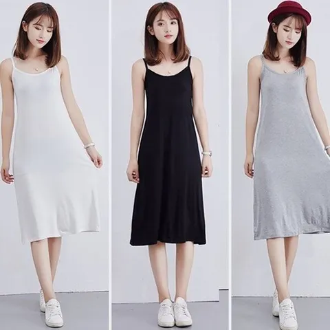 [로아리빙]여름 끈나시 원피스 민소매 롱 무지 이너 슬립 맥시