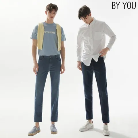 [바이유][바이유] 남성 라이크라 밴딩 데님 팬츠 2종택1_IDWM