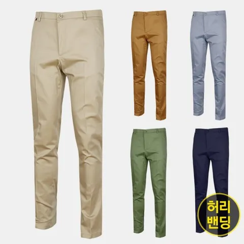 [아즈바이]남자 허리 밴드 고급 스판 면바지 TD221 중년 봄 여름