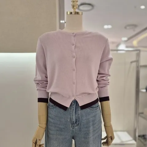 [ AK백화점 ][AB.F.Z] 2종택1 이중 배색 라운드 니트 가디건 (KSSZ1HY58C)