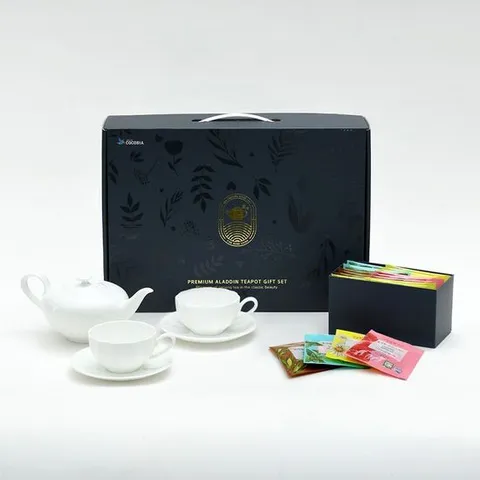 알라딘 티포트 3종 허브차 선물세트 (티잔 2인조포함)