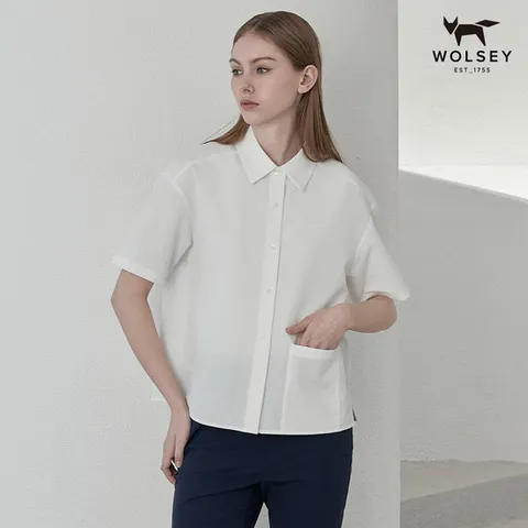 [울시][울시]여성 시어서커셔츠/반팔/티셔츠_화이트